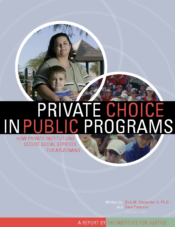 Private Choice In Public Programs