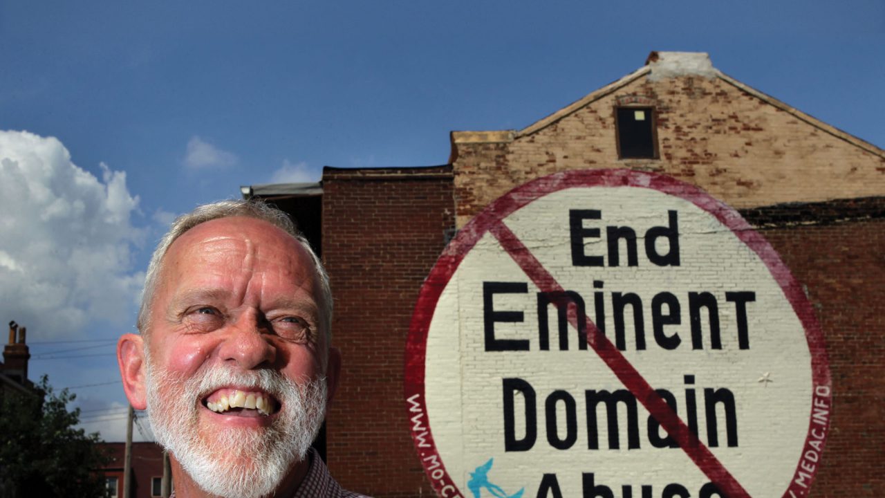 St. Louis tried to take Jim Roos’ property through eminent domain. Jim protested by painting a giant sign on one of his buildings. The city then tried to censor him.