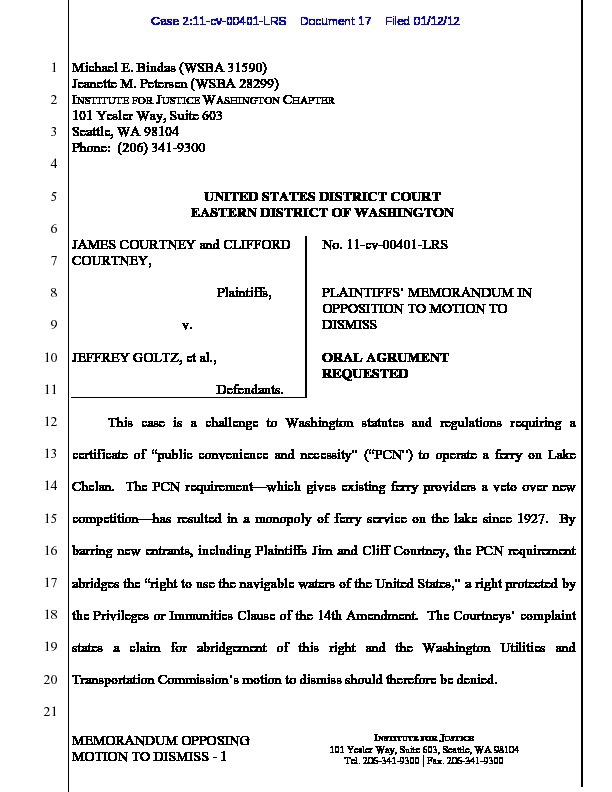 Lake Chelan Response Brief In Opposition To Motion To