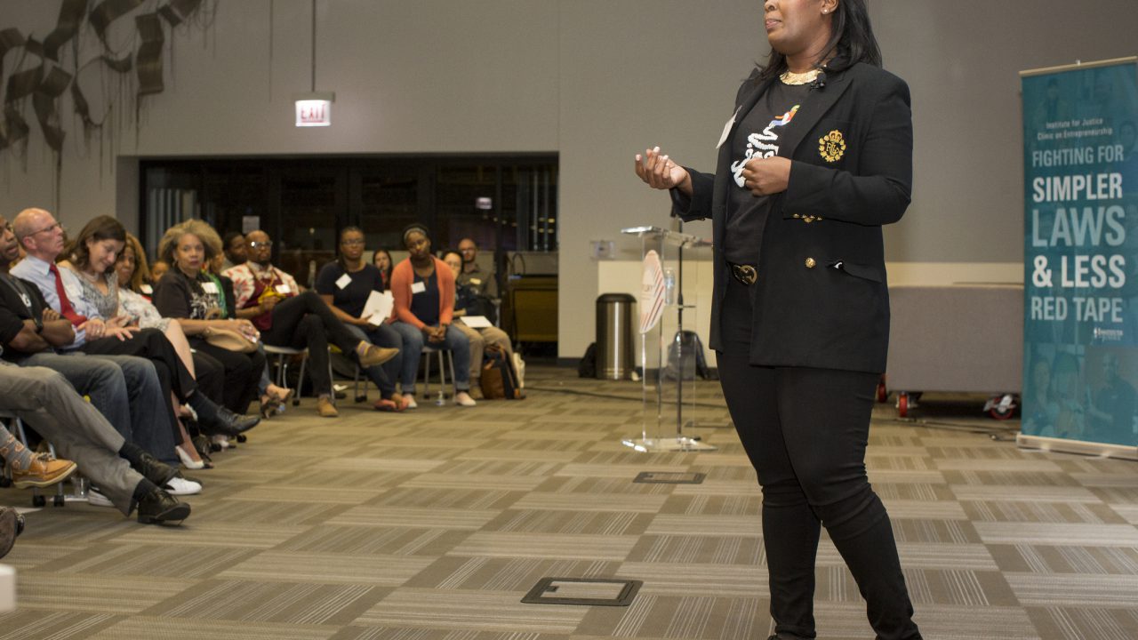 Quinn Bryant, Founder, The Real Black Card, speaks at South Side Pitch.