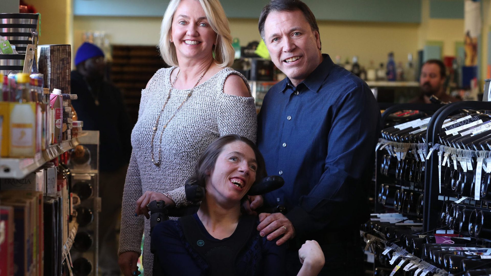 Doug and Mary Ketchum are joined by their daughter, Stacie, inside of their Memphis liquor store, Kimbrough Wine & Spirits. The Ketchums are challenging Tennessee’s anticompetitive licensing law that blocks their ability to own a liquor store because they are newcomers to the state. (Photo by Karen Pulfer Focht, www.karenpulferfocht.com)
