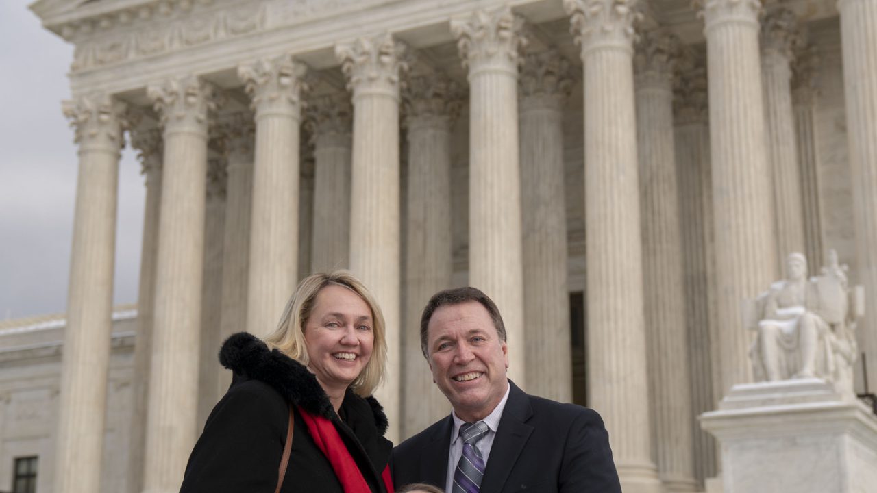 Doug and Mary Ketchum are joined by their daughter, Stacie, in front of the U.S. Supreme Court after the High Court heard their case on Wednesday, January 16, 2019. The Ketchums are challenging Tennessee’s anticompetitive licensing law that blocks their ability to own a liquor store because they are newcomers to the state.