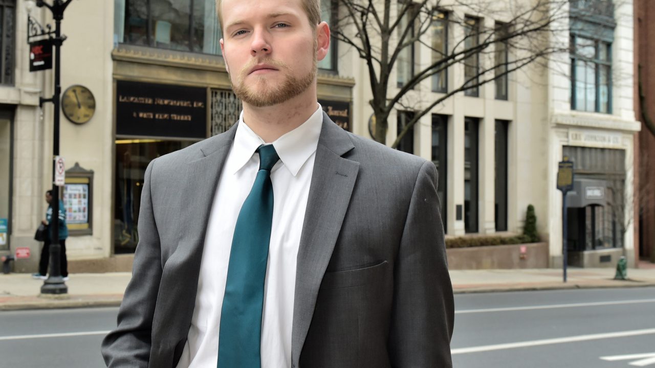 Carter Walker, staff writer for LNP, is pictured in front of the Lancaster Courthouse on Monday, March 18, 2019.