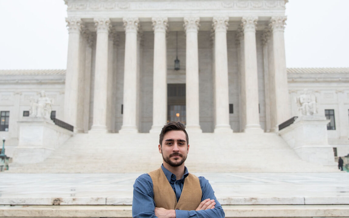 James King’s fight for accountability. James standing outside the U.S. Supreme Court