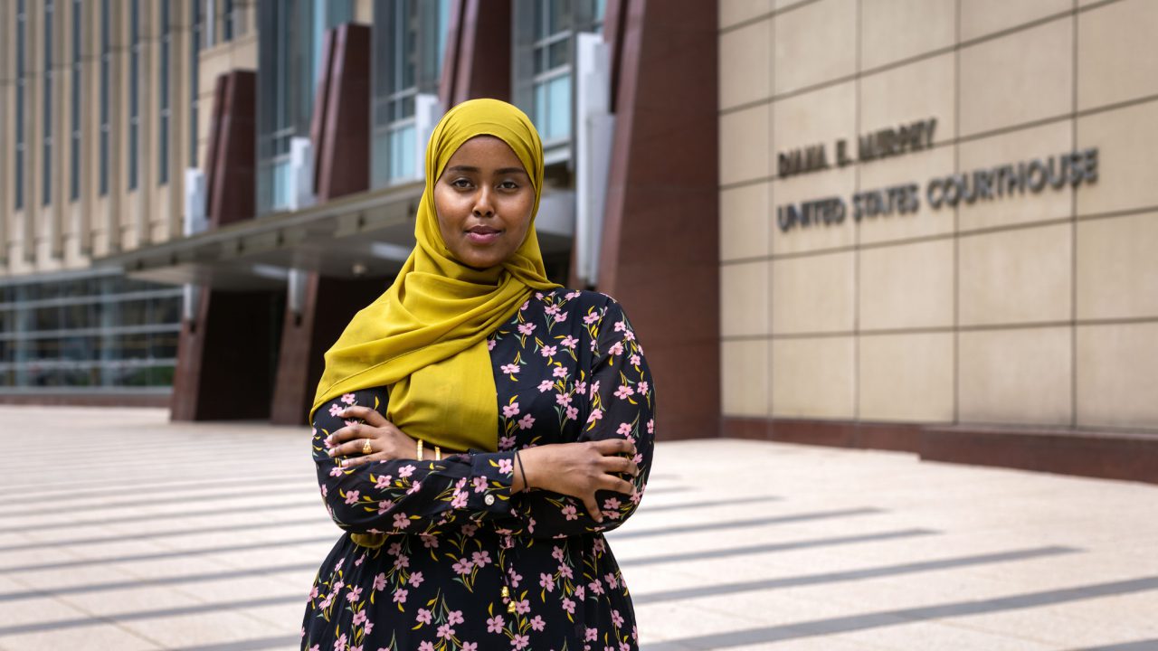 Hamdi Mohamud spent two years in federal prison after a local police officer framed her for a crime she did not commit. Represented by the Institute for Justice, she is appealing her case to the U.S. Supreme Court for the right to hold that officer accountable. (Photo courtesy of the Institute for Justice www.ij.org)