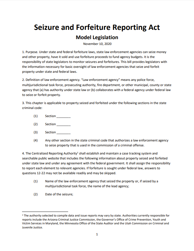 Seizure and Forfeiture Reporting Act