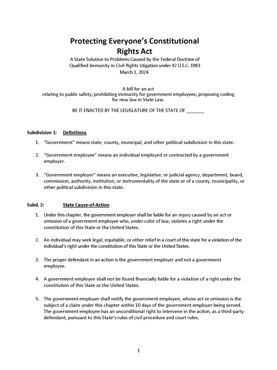 Protecting Everyone’s Constitutional Rights Act–(Q.I. Reform)