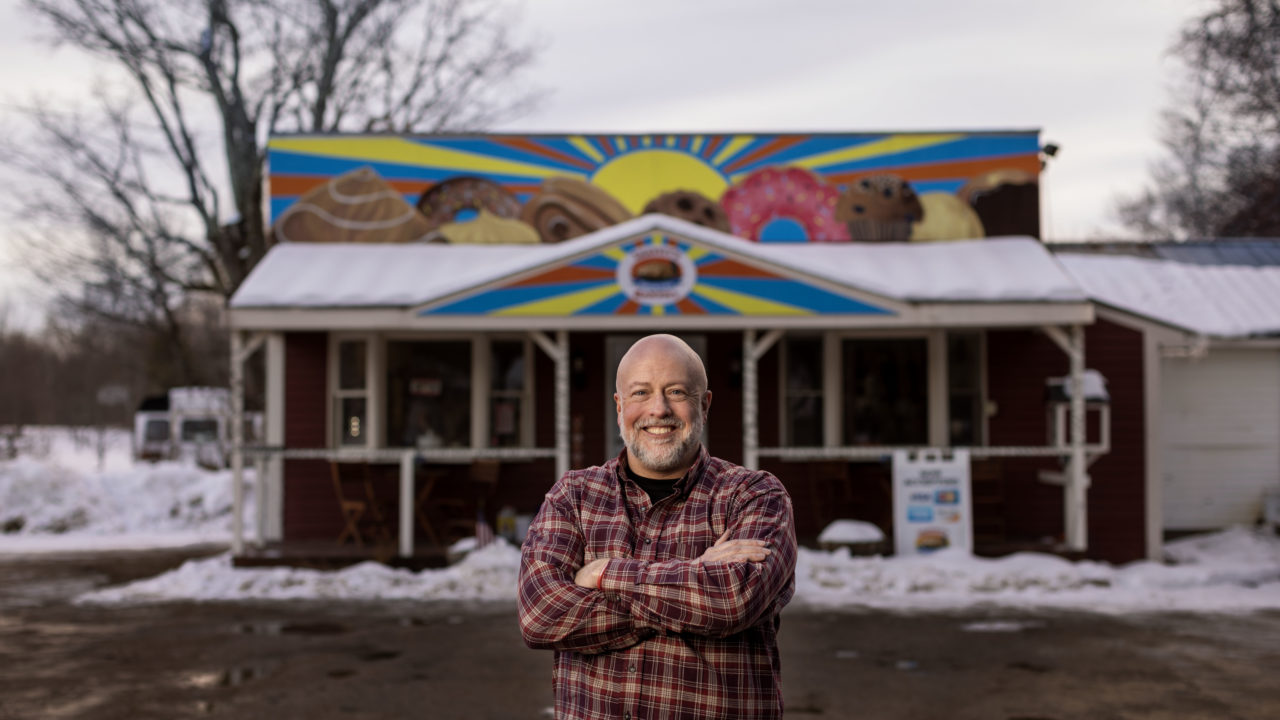 Leavitt's Country Bakery Owner Sean Young stands in front of the Conway, New Hampshire bakery.