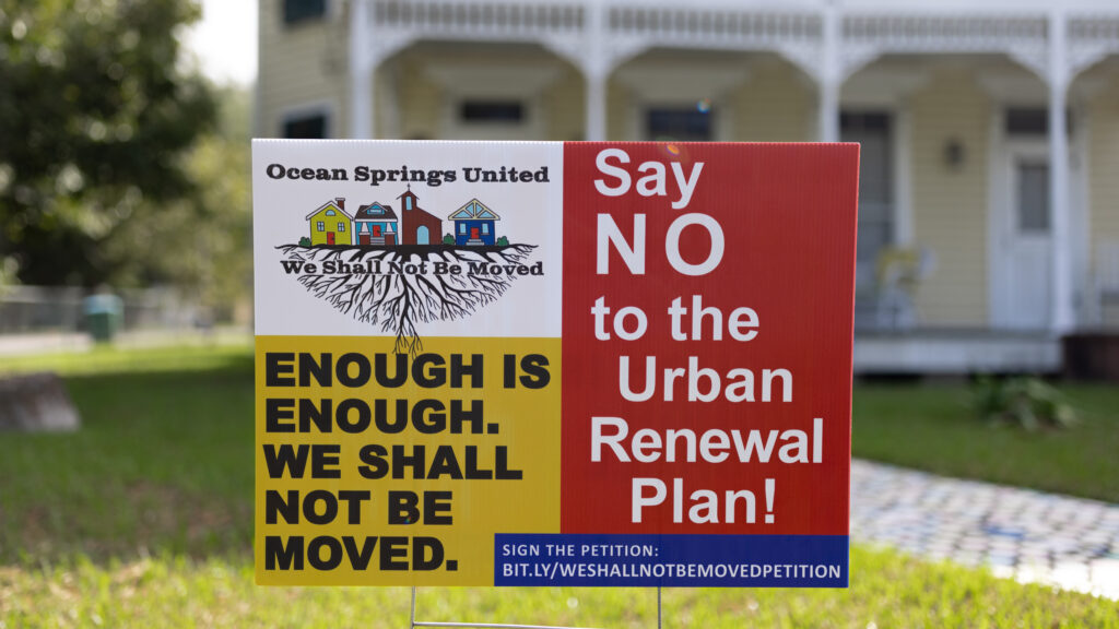 The community targeted for redevelopment in Ocean Springs has united against the city's plans.