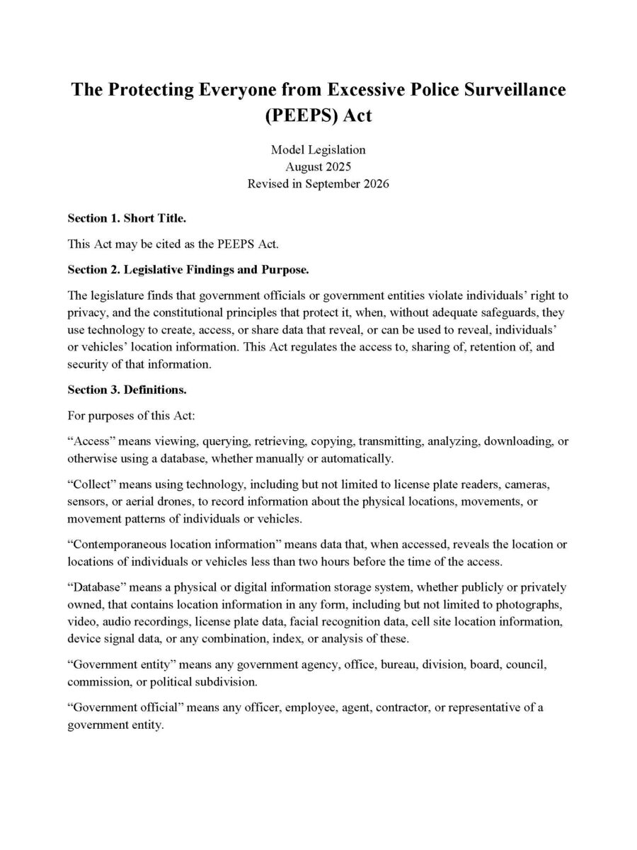 The Protecting Everyone from Excessive Police Surveillance (PEEPS) Act 
