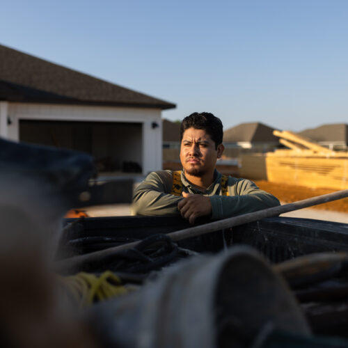 construction worker at truck