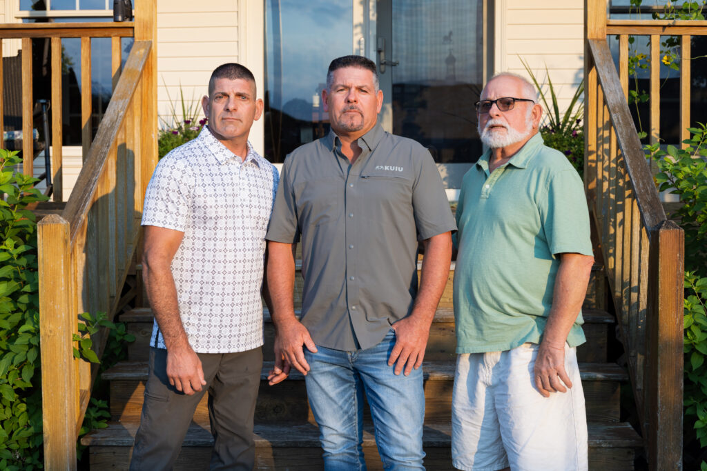 Joe Marino with his father Russell and brother Russell Jr. at their family home in New Jersey. Their case against agency courts is headed to the U.S. Supreme Court.