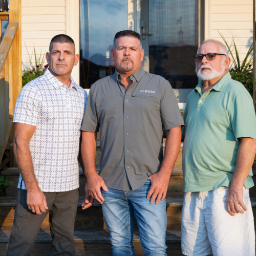 Joe Marino with his father Russell and brother Russell Jr. at their family home in New Jersey. Their case against agency courts is headed to the U.S. Supreme Court.