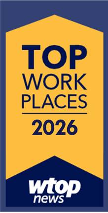 Yellow ribbon badge reading Top Work Places 2026, WTOP News