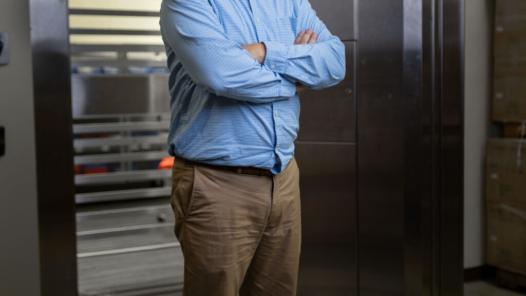 Steven Bailey stands outside Global Coin Logistics' vault in Louisville, Kentucky.