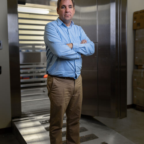 Steven Bailey stands outside Global Coin Logistics' vault in Louisville, Kentucky.
