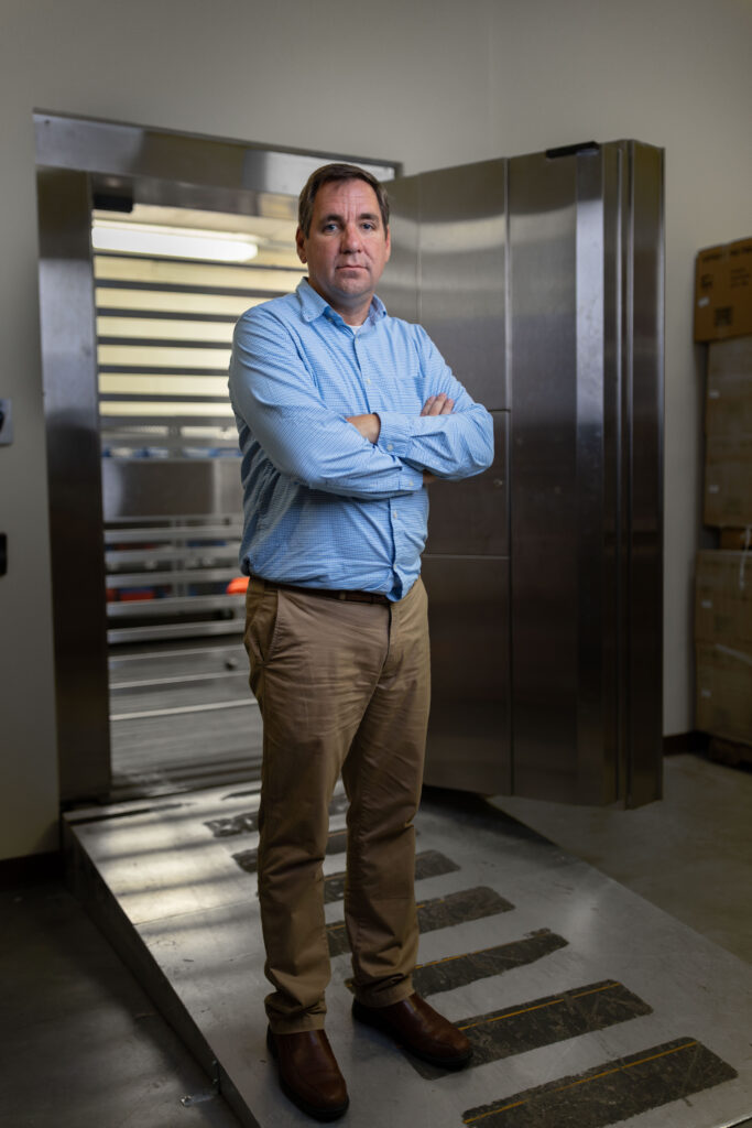 Steven Bailey stands outside Global Coin Logistics' vault in Louisville, Kentucky.