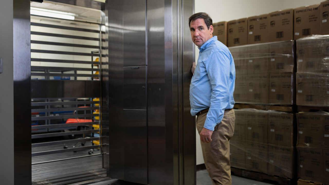 Steven Bailey stands outside Global Coin Logistics' vault in Louisville, Kentucky.