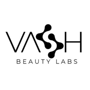 Vash Beauty Labs logo with stylized letters and a connected-dots design
