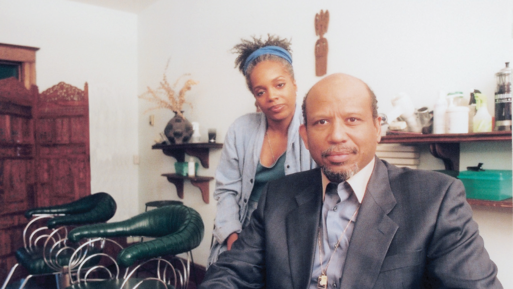 Pamela Ferrell and Taalib-Din Uqdah, Cornrows & Co. founders and IJ's first clients, in salon setting